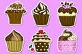 Six cupcakes stickers collection