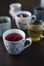 Six Cups of various teas Royalty Free Stock Photo