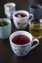 Six Cups of various teas Royalty Free Stock Photo