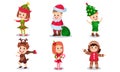 Vector Illustration Set Of Kids In Christmas Costumes Isolated On White Background Royalty Free Stock Photo