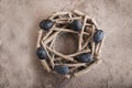 Six dark colored eggs on a plate Royalty Free Stock Photo