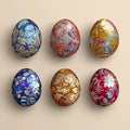 Six Decorated Easter Eggs Royalty Free Stock Photo