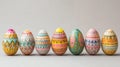Six Decorated Easter Eggs with Intricate Patterns Royalty Free Stock Photo
