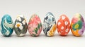 Six Decorated Easter Eggs In A Row Royalty Free Stock Photo