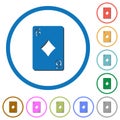 Six of diamonds card icons with shadows and outlines Royalty Free Stock Photo