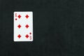 Six of Diamonds playing card on black background Royalty Free Stock Photo