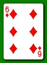 6 Six of Diamonds playing card with clipping path to remove background Royalty Free Stock Photo