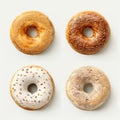 Minimal Retouching: Six Types Of Donuts On White Background