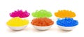 Six Different Flavors of Popping Boba Pearls on a White Background