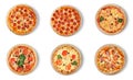 Six different pizza set for menu.