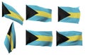 Six different positions of the flag of The Bahamas