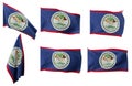 Six different positions of the flag of Belize