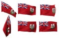 Six different positions of the flag of Bermuda