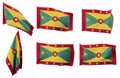 Six different positions of the flag of Grenada Royalty Free Stock Photo