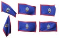 Six different positions of the flag of Guam