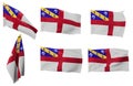 Six different positions of the flag of Herm Royalty Free Stock Photo