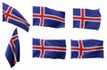 Six different positions of the flag of Iceland