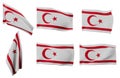 Six different positions of the flag of Northern Cyprus