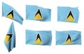 Six different positions of the flag of Saint Lucia