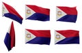 Six different positions of the flag of Saint Martin