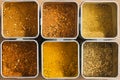 Six different spice mixtures Royalty Free Stock Photo