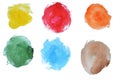 Six different watercolor stains