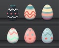 Six Easter Egg With Colorful Ornament Pattern. Royalty Free Stock Photo