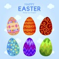 Six Easter Egg With Colorful Ornament Pattern Royalty Free Stock Photo