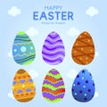 Six Easter Egg With Colorful Ornament Pattern 2 Royalty Free Stock Photo