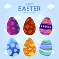Six Easter Egg With Colorful Ornament Pattern 4 Royalty Free Stock Photo