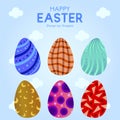 Six Easter Egg With Colorful Ornament Pattern 5 Royalty Free Stock Photo