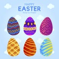 Six Easter Egg With Colorful Ornament Pattern 6 Royalty Free Stock Photo