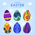 Six Easter Egg With Colorful Ornament Pattern 7 Royalty Free Stock Photo