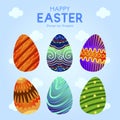 Six Easter Egg With Colorful Ornament Pattern 9 Royalty Free Stock Photo