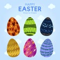 Six Easter Egg With Colorful Ornament Pattern 8 Royalty Free Stock Photo