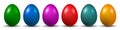 Six Easter eggs, collection of colored eggs, Easter symbol Royalty Free Stock Photo
