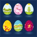 Six easter eggs, vector Royalty Free Stock Photo