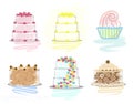 Six elegant cake icons