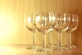 Six empty wine glasses Royalty Free Stock Photo
