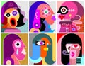 Six Faces / Six Persons vector illustration