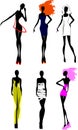 Six Fashion Girls Silhouette.