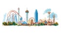 Six Flags Over Texas. Six Flags Over Texas hand drawn watercolor illustration Royalty Free Stock Photo