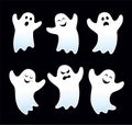 Six Flying Halloween Ghosts On Black Royalty Free Stock Photo