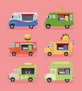 six food trucks icons Royalty Free Stock Photo
