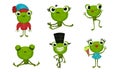 Six Funny Little Frog Characters In Cartoon Style Vector Illustrated Set Royalty Free Stock Photo