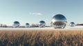 Fictional Landscapes Surrealist Silver Spheres In Photorealistic Cityscapes