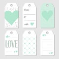 Six gift tags with hearts and love Royalty Free Stock Photo