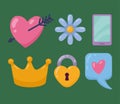 six girly doodle icons