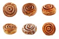 Six Glazed Cinnamon Rolls Isolated on White Background Royalty Free Stock Photo