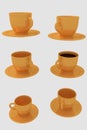 Six golden coffee cups Royalty Free Stock Photo